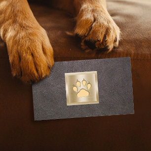 Tarjeta De Visita Mascota de cuidado de mascotas sentado con cuero d