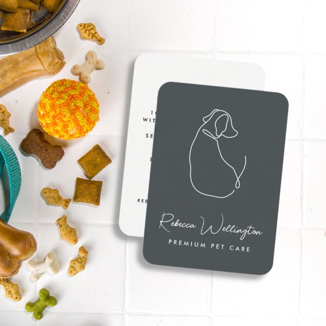 Tarjeta De Visita Mascota de dibujo de la línea verde de perro lindo (Subido por el creador)