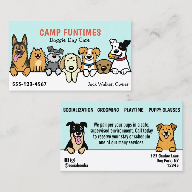 Tarjeta De Visita Mascota de Dog Sitter sentado Personalizado Cute P (Anverso / Reverso)