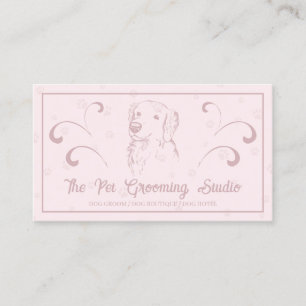 Tarjeta De Visita Mascota De Estilo Rosa Clásico Perro Golden Retrie