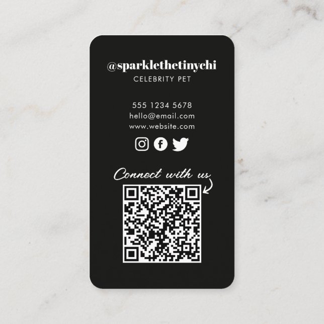 Tarjeta De Visita Mascota de foto de perro  de medios sociales QR (Reverso)