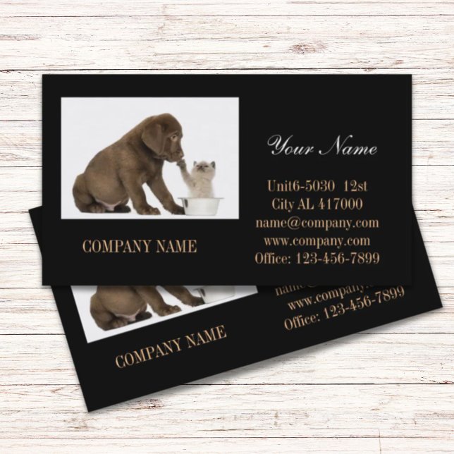 Tarjeta De Visita Mascota de gato de perro de corte de oruga mascota (Cute dog cat pet sitter animal sitter pet groomer business card)