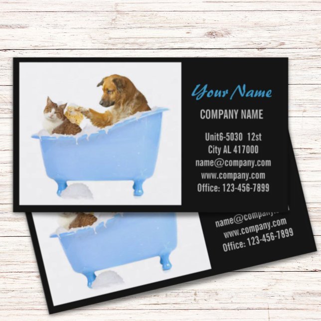 Tarjeta De Visita Mascota de gato de perro de corte de oruga mascota (Cute dog cat pet sitter animal sitter pet groomer business card)