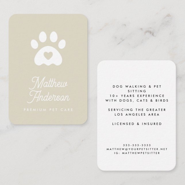 Tarjeta De Visita Mascota de impresión de pulsera beige lindo perrit (Anverso / Reverso)