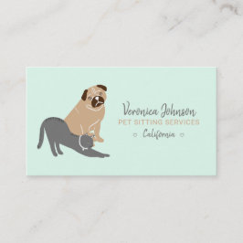 Tarjeta De Visita mascota de menta de ilustracion de perro editable 