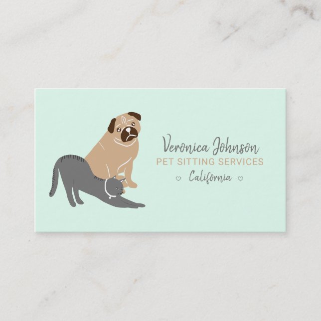 Tarjeta De Visita mascota de menta de ilustracion de perro editable  (Anverso)