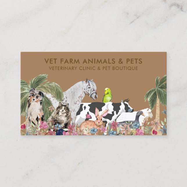 Tarjeta De Visita Mascota de pájaro perro de gato de la granja de ár (Anverso)