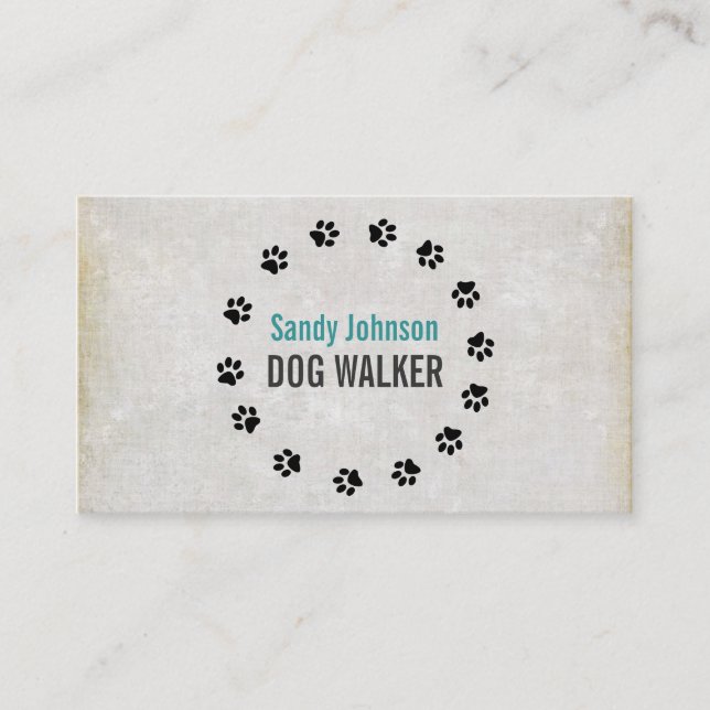 Tarjeta De Visita Mascota de paseos de perros Servicios de sentados  (Anverso)