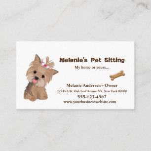 Tarjeta De Visita Mascota de Perro Cute beige Yorkie Servicio de Gro