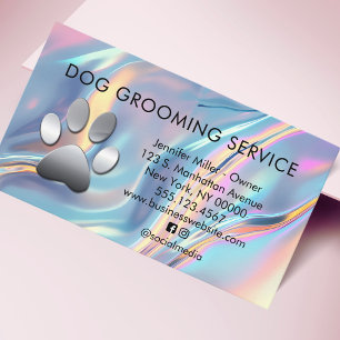 Tarjeta De Visita Mascota de perro Grooming Service Holographic