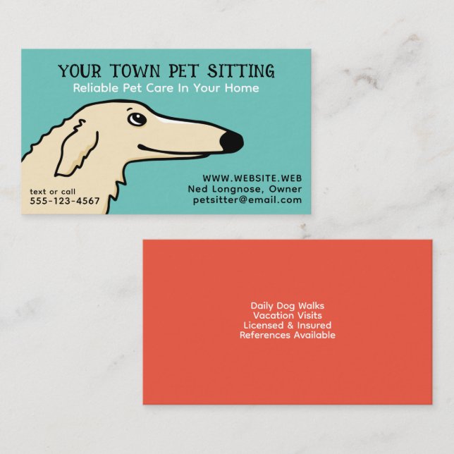 Tarjeta De Visita Mascota de perro lindo sentando a Personalizado de (Anverso / Reverso)