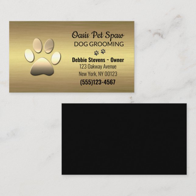 Tarjeta De Visita Mascota de perros con tracción dorada  Grooming Se (Anverso / Reverso)