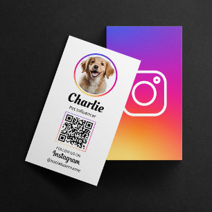 Tarjeta De Visita Mascota de redes sociales Instagram Dog Photo QR C