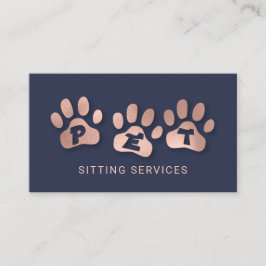 Tarjeta De Visita Mascota de Servicios de Sitting Rosa Oro y Marina