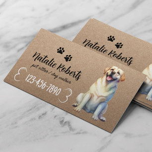 Tarjeta De Visita Mascota de Sitter Perro Caminando Feliz Rústico Kr