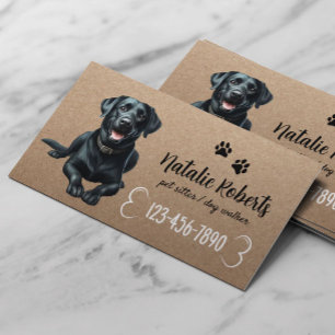 Tarjeta De Visita Mascota de Sitter Perro Caminando Negro Labrador R