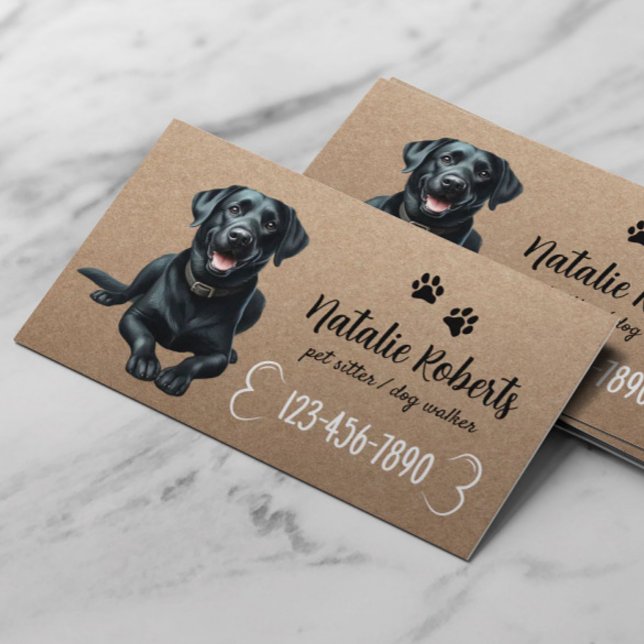Tarjeta De Visita Mascota de Sitter Perro Caminando Negro Labrador R (Subido por el creador)