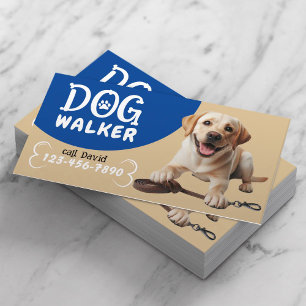 Tarjeta De Visita Mascota de The Dog Walker sentado feliz recuperado