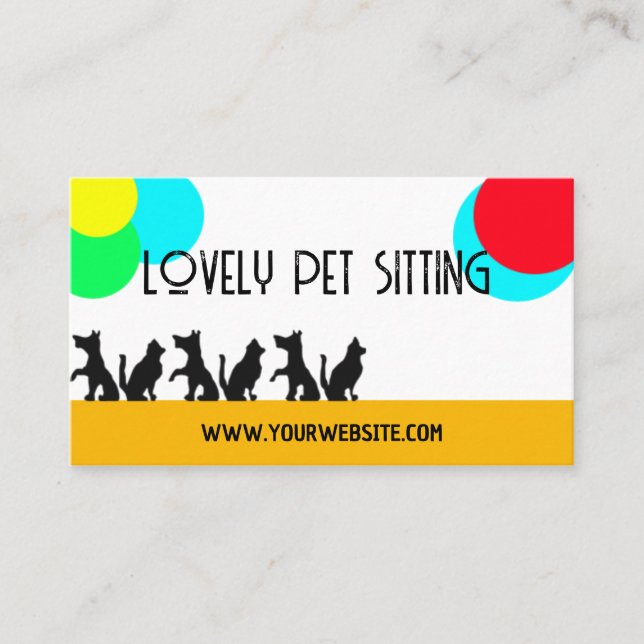 Tarjeta De Visita Mascota del hogar sentada con encantadoras felinas (Anverso)