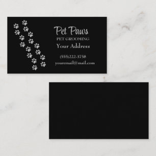 Tarjeta De Visita Mascota del patrón de pastas de perro plateado ser