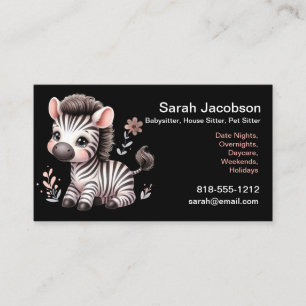 Tarjeta De Visita Mascota del sitio de la casa de bebés de Cebra Cut