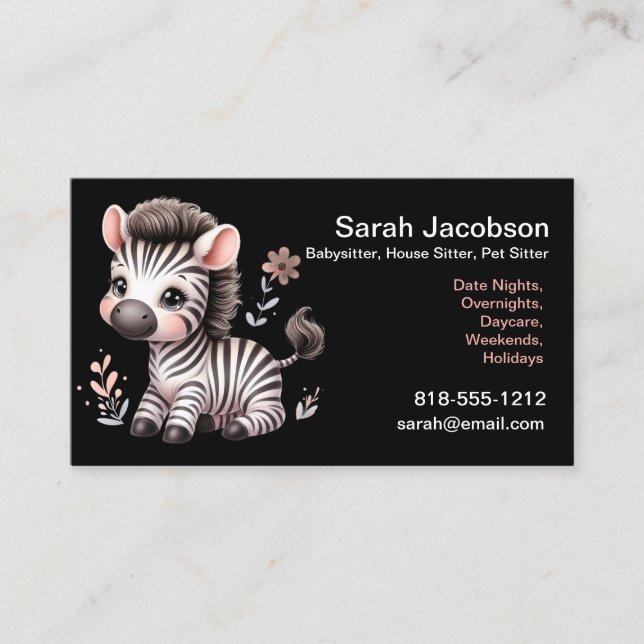 Tarjeta De Visita Mascota del sitio de la casa de bebés de Cebra Cut (Anverso)