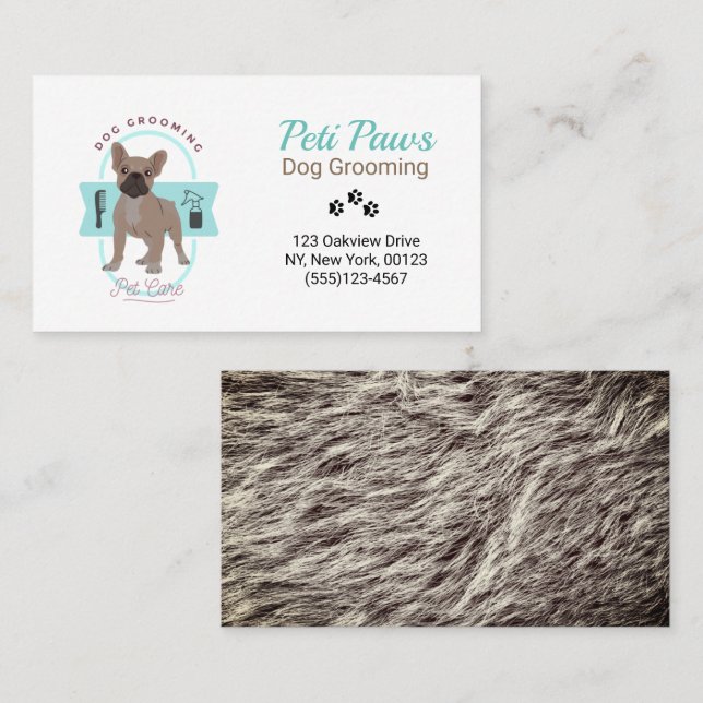 Tarjeta De Visita Mascota Dog Grooming Service (Anverso / Reverso)