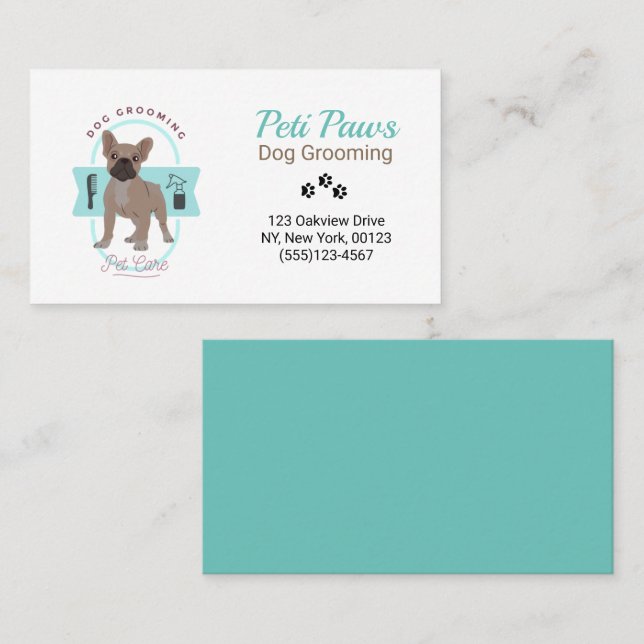 Tarjeta De Visita Mascota Dog Grooming Service (Anverso / Reverso)