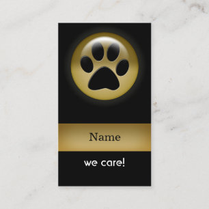 Tarjeta De Visita mascota elegante de impresión de papel dorado negr