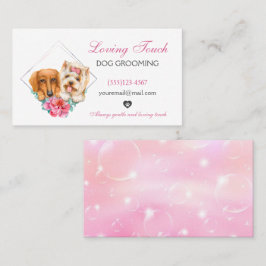 Tarjeta De Visita Mascota floral de color de agua dulce Perro Groomi