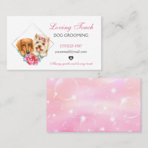 Tarjeta De Visita Mascota floral de color de agua dulce Perro Groomi