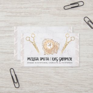 Tarjeta De Visita Mascota Groomer Cute Pomeranian Cuidado de los