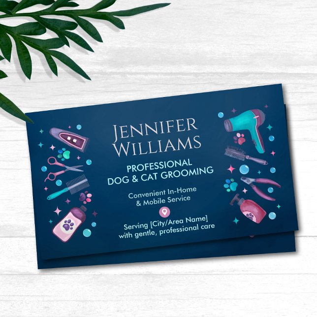 Tarjeta De Visita Mascota Groomer en casa y cría de perros y gatos e (Subido por el creador)