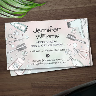 Tarjeta De Visita Mascota Groomer In Home & Mobile Dog & Cat Groomin