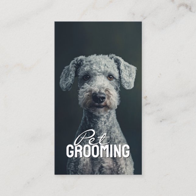 Tarjeta De Visita Mascota Groomer Salon Care Bedlington Terrier Retr (Anverso)