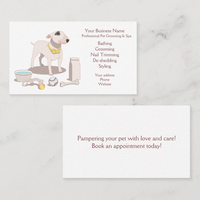Tarjeta de visita mascota Grooming (Anverso / Reverso)