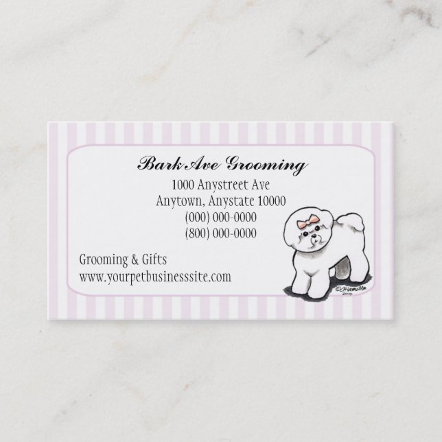 Tarjeta De Visita Mascota Grooming Dog Groomer Spa Fancy Stripes (Anverso)