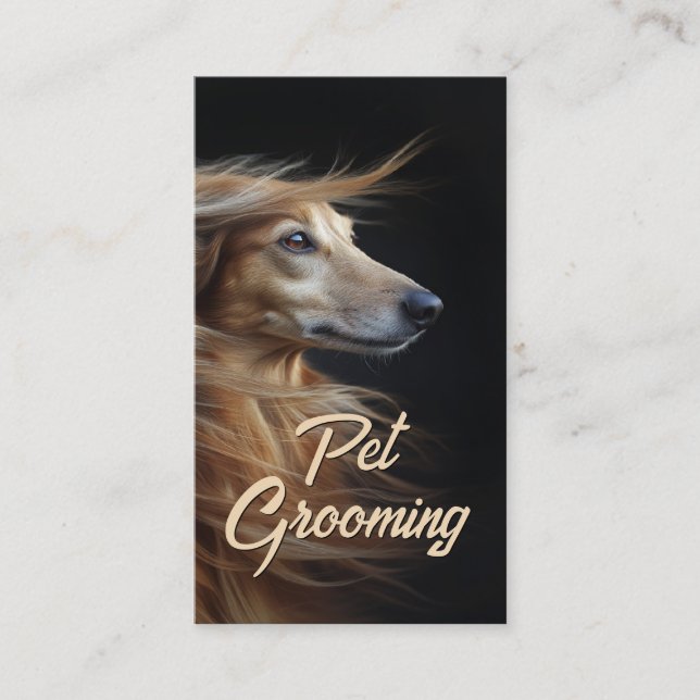 Tarjeta De Visita Mascota Grooming Salon Boutique Afgan Hound Retrat (Anverso)