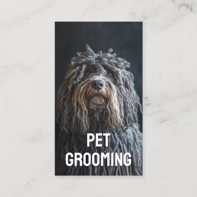 Tarjeta De Visita Mascota Grooming Salón Boutique Bergamasco Sheepdo (Anverso)