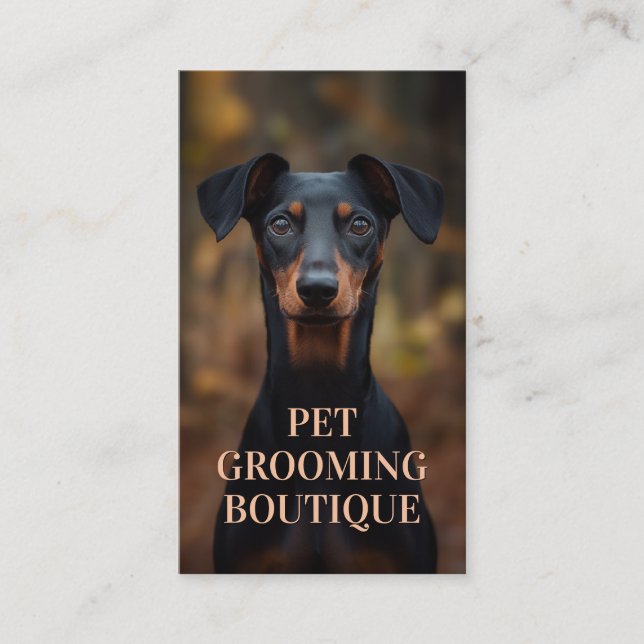 Tarjeta De Visita Mascota Grooming Salon Boutique German Pinsch Retr (Anverso)