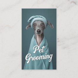 Tarjeta De Visita Mascota Grooming Salon Care Boutique Italiano Grey