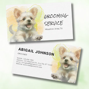 Tarjeta De Visita Mascota Grooming Service - Diseño de Perro acuátic