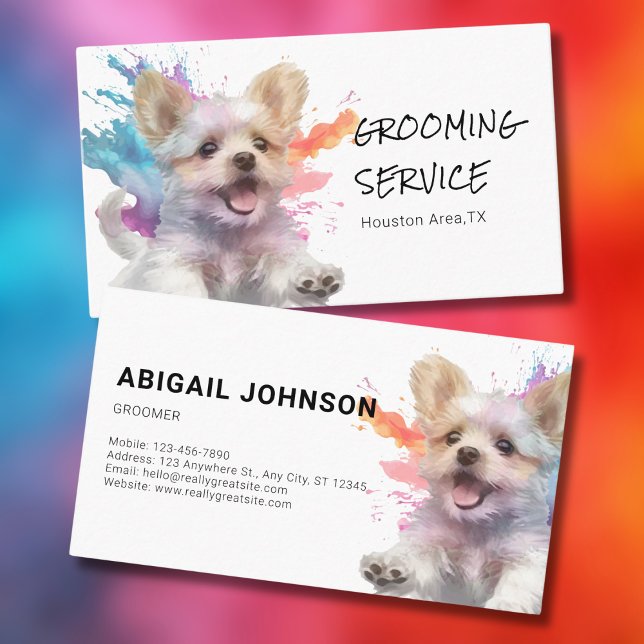 Tarjeta De Visita Mascota Grooming Service - Diseño de Perro acuátic (Subido por el creador)