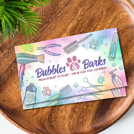 Tarjeta De Visita Mascota Grooming Services - Arte acuarela