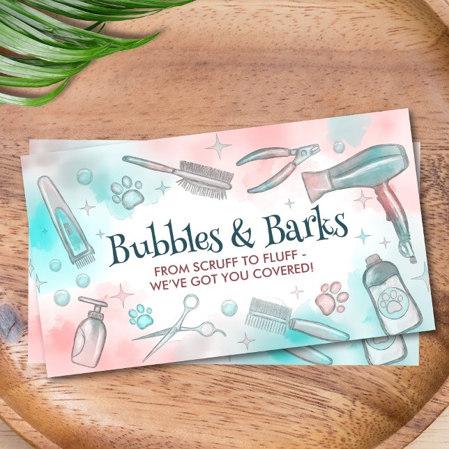 Tarjeta De Visita Mascota Grooming Services - Arte acuarela (Subido por el creador)