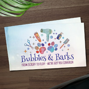 Tarjeta De Visita Mascota Grooming Services - Arte acuarela