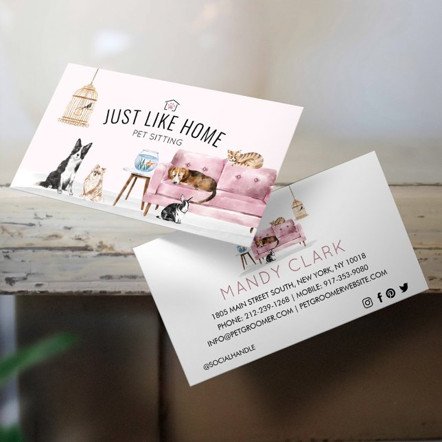 Tarjeta De Visita Mascota Hogar Sentado Acuarela Acogedor sofá Hogar (Subido por el creador)