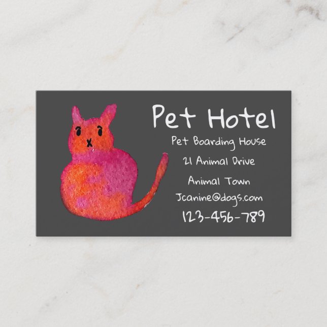 Tarjeta De Visita Mascota Hotel boarding cat profesional (Anverso)