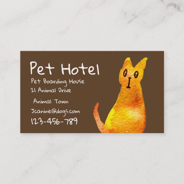 Tarjeta De Visita Mascota Hotel boarding cat profesional de arte (Anverso)
