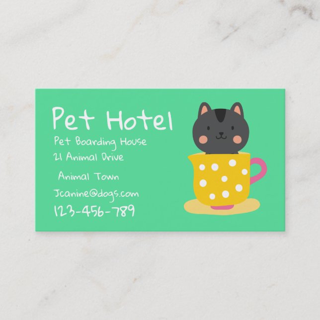 Tarjeta De Visita Mascota Hotel boarding kennel profesional (Anverso)